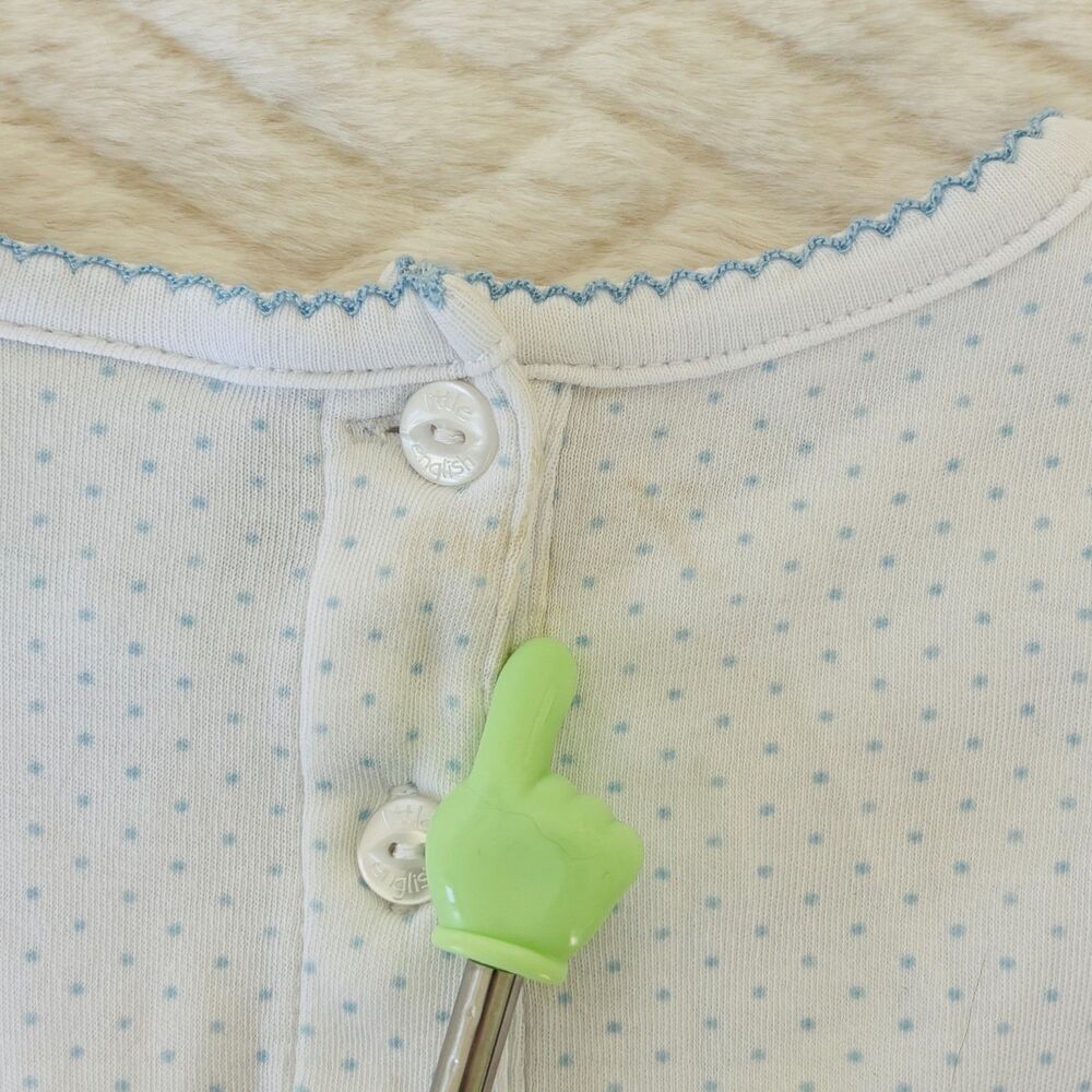 Little English Size 3T Blue Polka Dot Lemon Pocket Dress Flutter Sleeve Cotton - Picture 8 of 8
